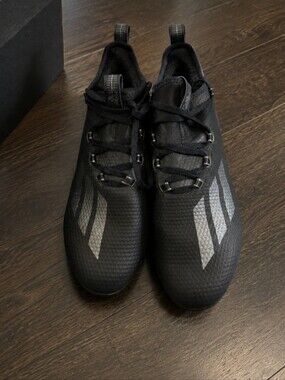 adidas Men's Black Athletic Soccer Cleats with Silver Stripes